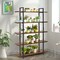 Rustic Brown-Black Iron and Wood Bookcase with Anti-Tip Design